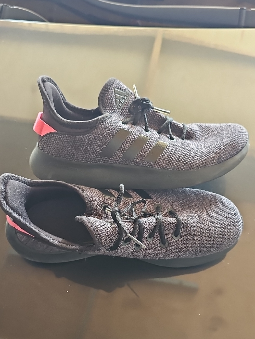 Kids Black Knit Athletic Sneakers with Pink Heel Tab